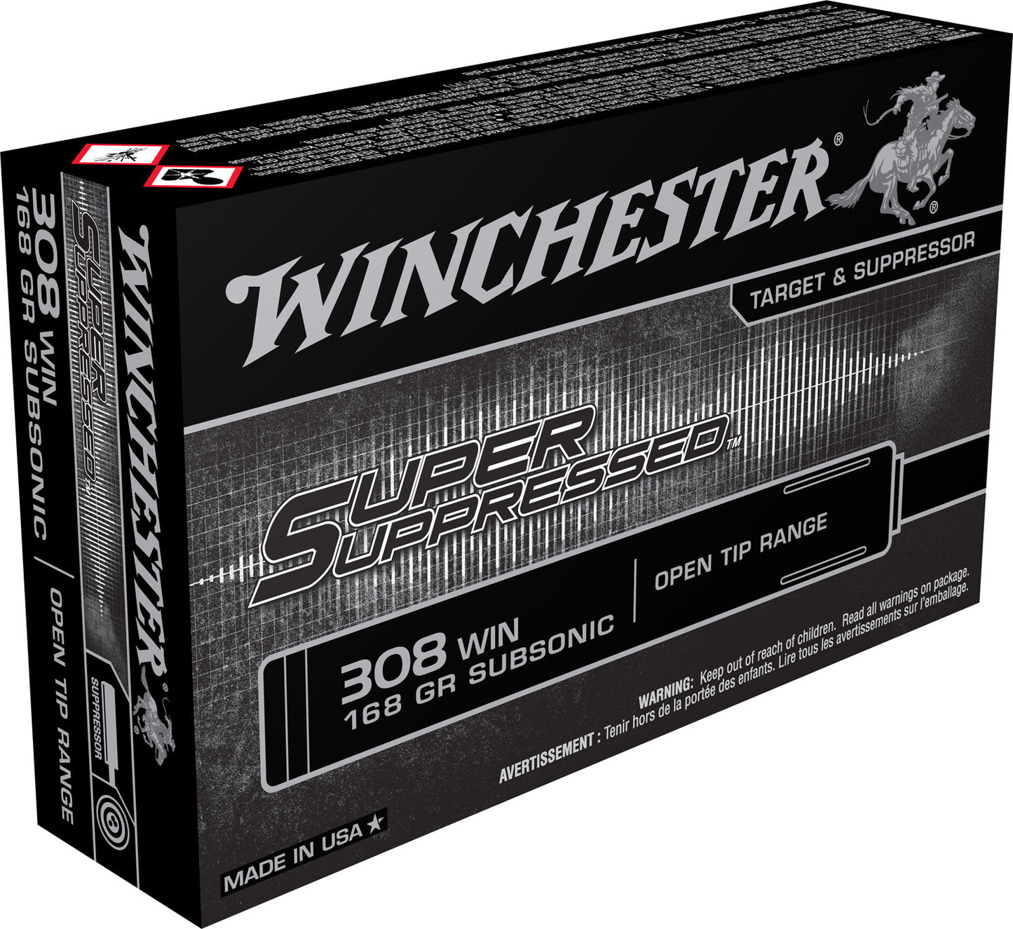 Winchester Ammo SUP308 Super Suppressed 308Win 168gr Open Tip Range 20 Per Box/10 Case