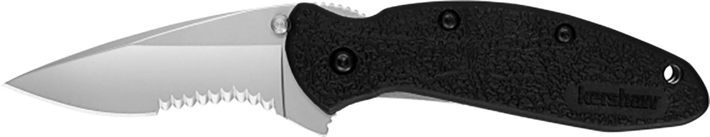 Kershaw 1620ST Scallion 2.40" Folding Drop Point Part Serrated Bead Blasted 420HC SS Blade Black Glass-Filled Nylon Handle Includes Pocket Clip