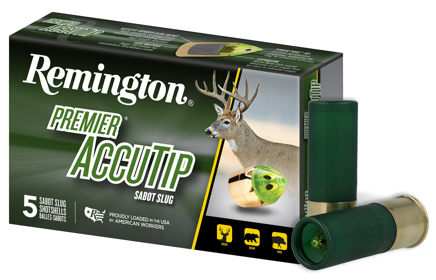 Remington Ammunition 20727 Premier AccuTip 12 Gauge 2.75" Sabot Slug Shot 5 Per Box/ 20 Cs