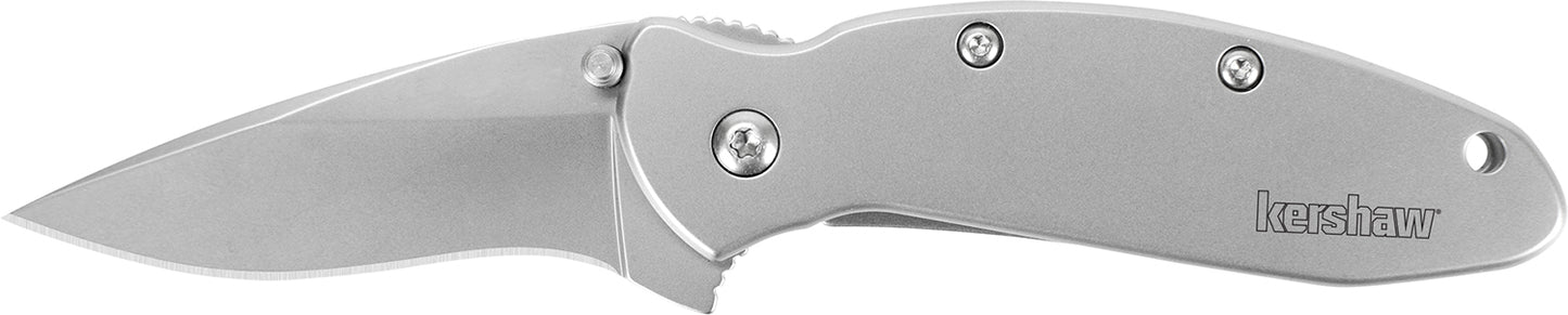 Kershaw 1620FL Scallion 2.40" Folding Drop Point Plain Bead Blasted 420HC SS Blade/Bead Blasted 410 Stainless Steel Handle Includes Pocket Clip