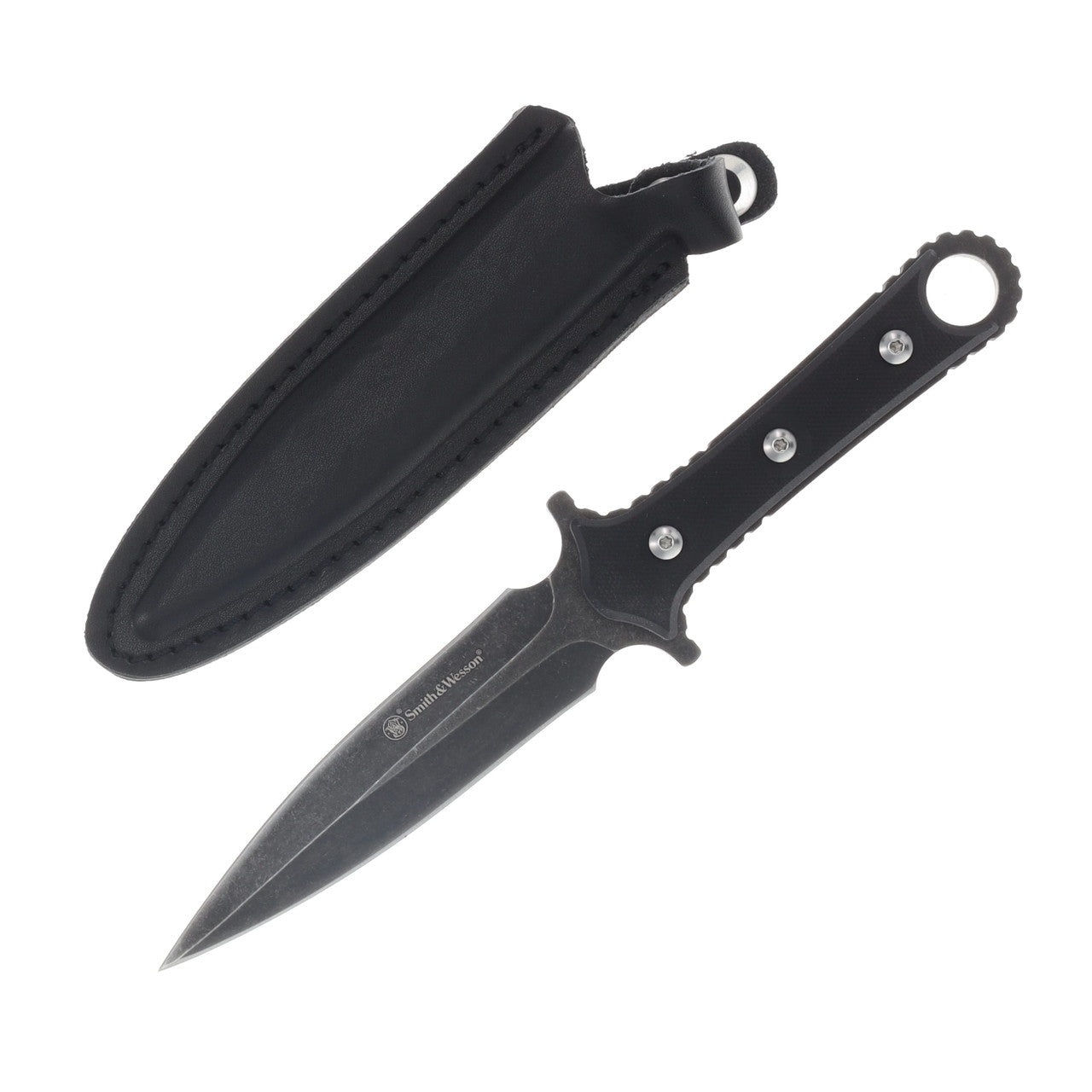 Smith Wesson Dual Edge Boot Knife Stonewash double-edged fixed blade | Beauty Riche