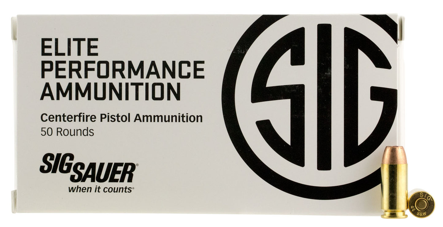 Sig Sauer E40SW150 Elite Performance 40S&W 165gr V-Crown Jacketed Hollow Point 50 Per Box/10 Case