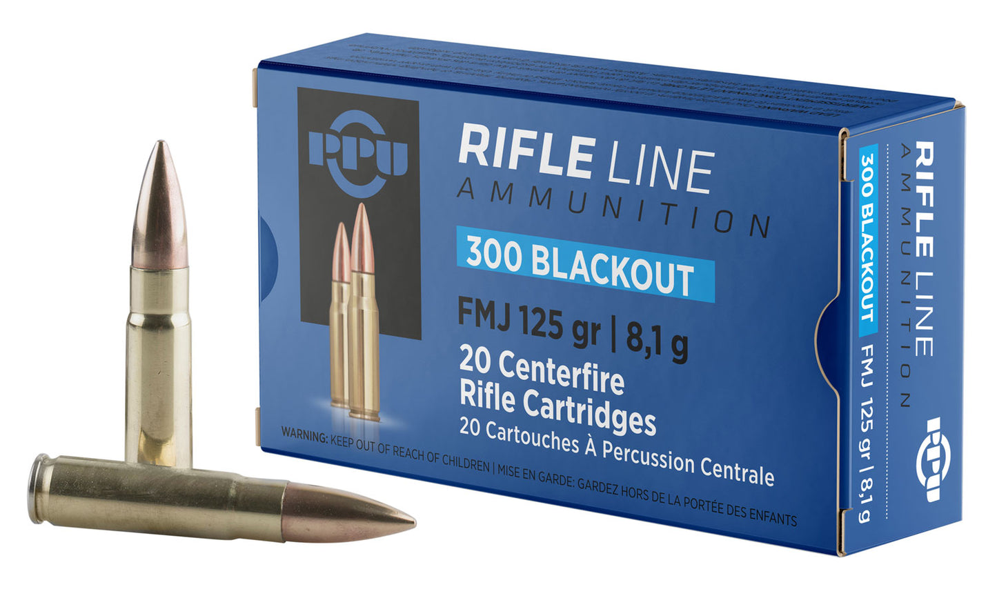 PPU PP300BF Standard Rifle 300Blackout 125gr Full Metal Jacket 20 Per Box/50 Case