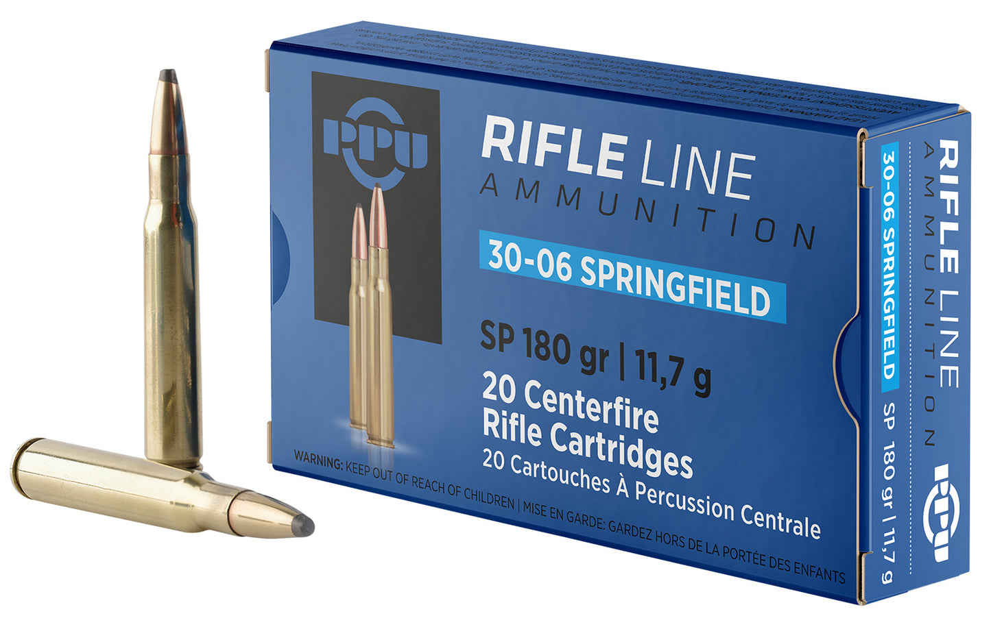 PPU PP30063 Standard Rifle 30-06Springfield 180gr Soft Point 20 Per Box/10 Case