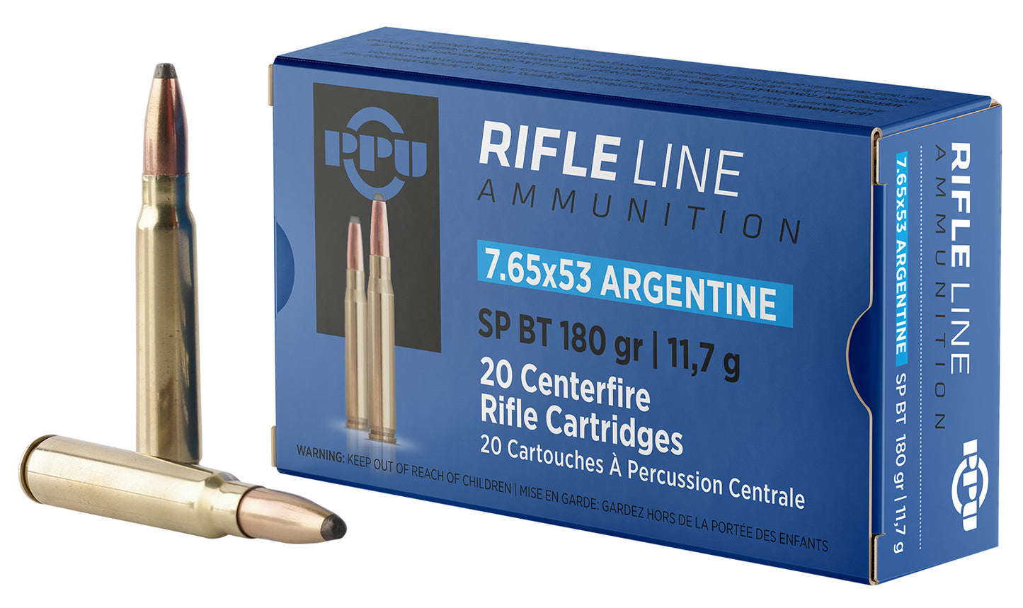 PPU PP7AS Metric Rifle 7.65x53mmArgentine 180gr Soft Point Boat Tail 20 Per Box/10 Case