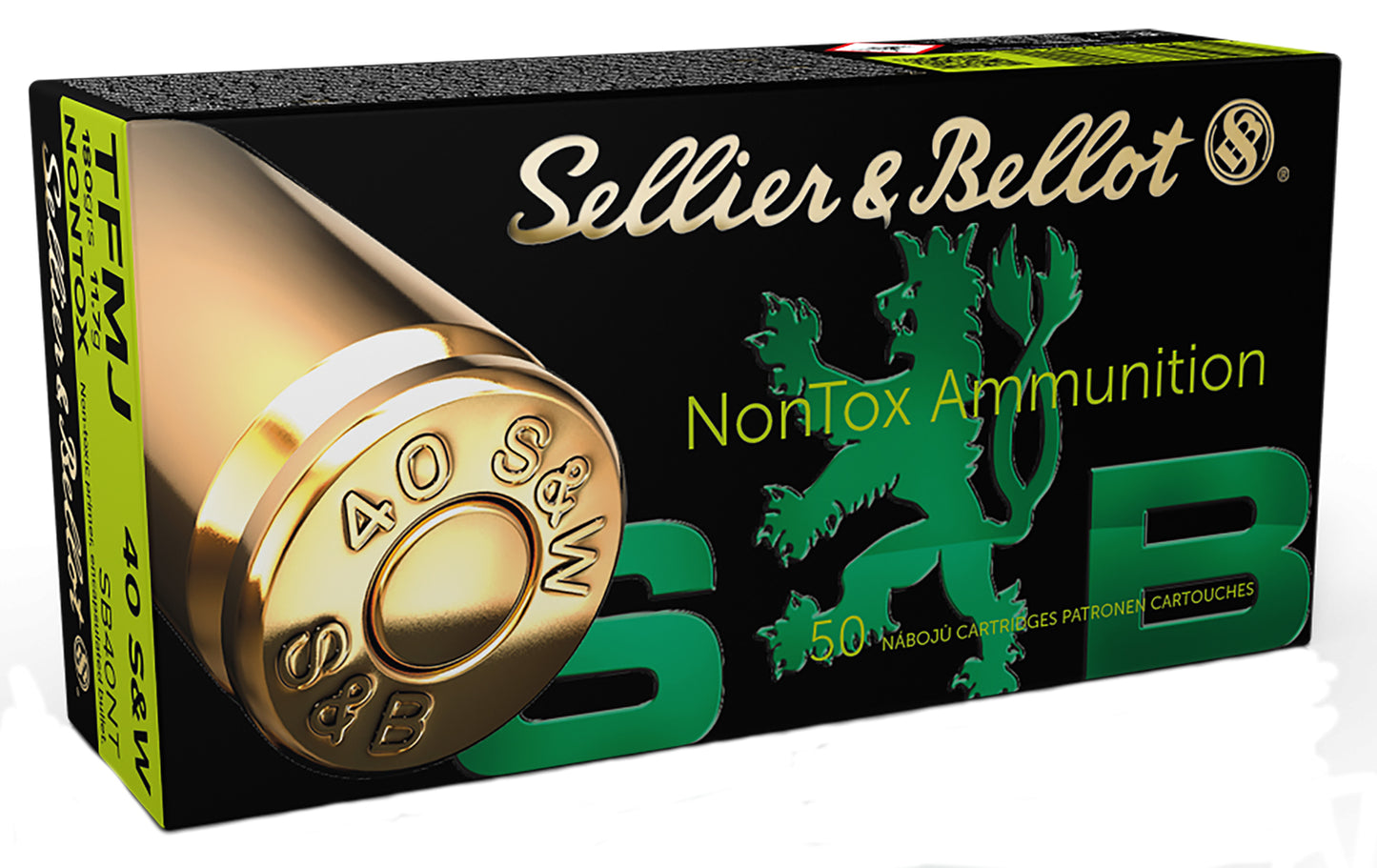 Sellier & Bellot SB40NT Handgun Non-Tox 40S&W 180gr Total Full Metal Jacket 50 Per Box/20 Case