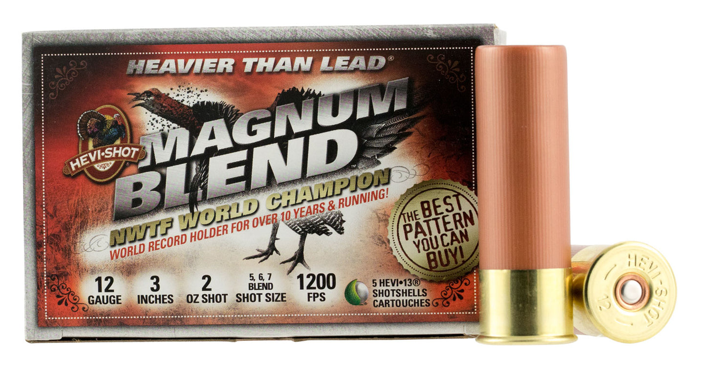 HEVI-Shot HS41255 Magnum Blend 12Gauge 3" 2oz Tungsten 5/6/7Shot 5 Per Box/10 Case