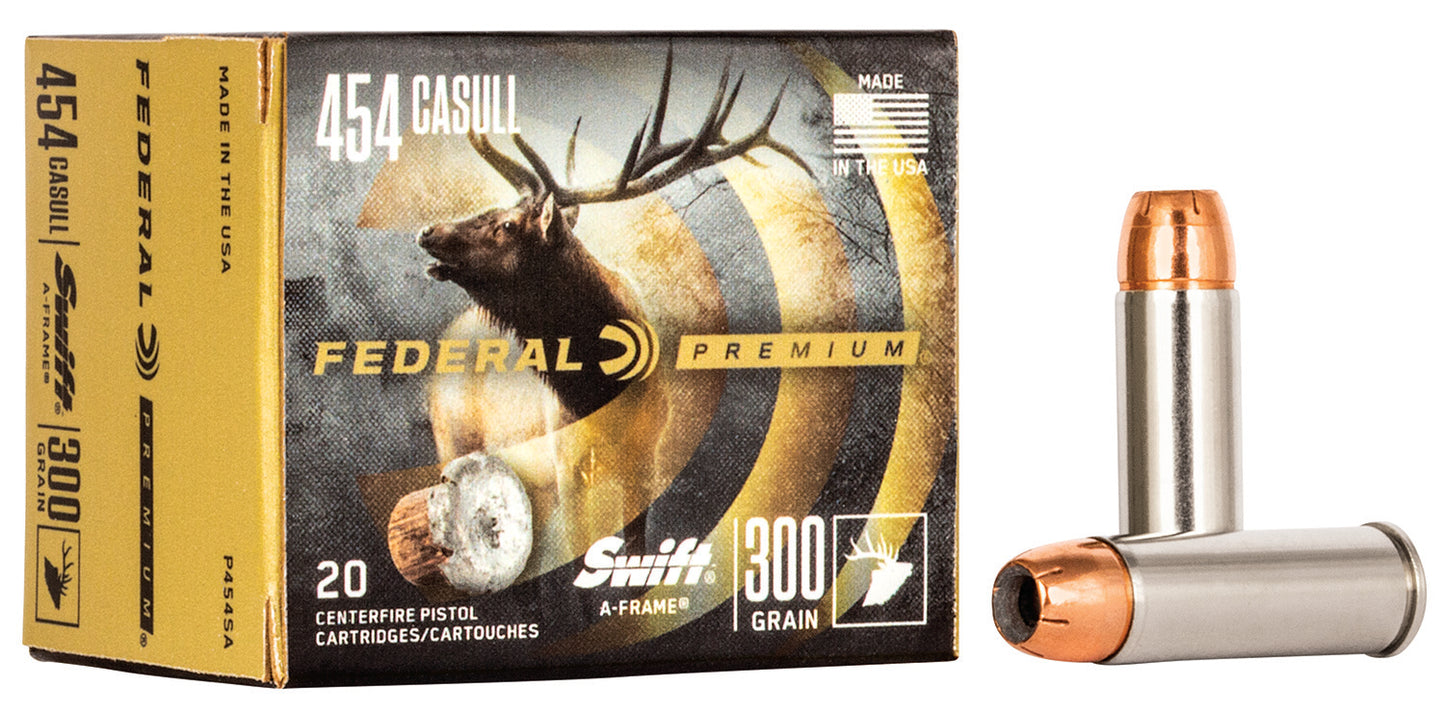 Federal P454SA Premium 454Casull 300gr Swift A Frame 20 Per Box/10 Case