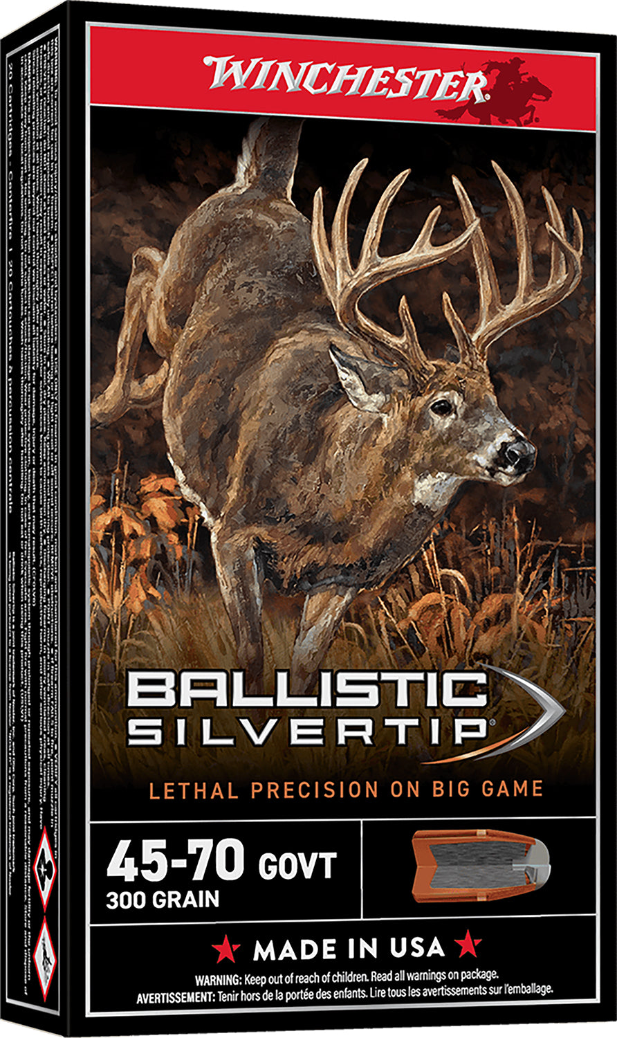 Winchester Ammo SBST4570 Ballistic Silvertip 45-70Gov 300gr Rapid Controlled Expansion Polymer Tip 20 Per Box/10 Case