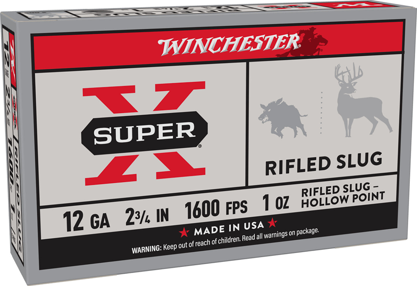 Winchester Ammo X12RS15 Super X 12Gauge 2.75" 1oz Rifled Slug Shot 5 Per Box/50 Case