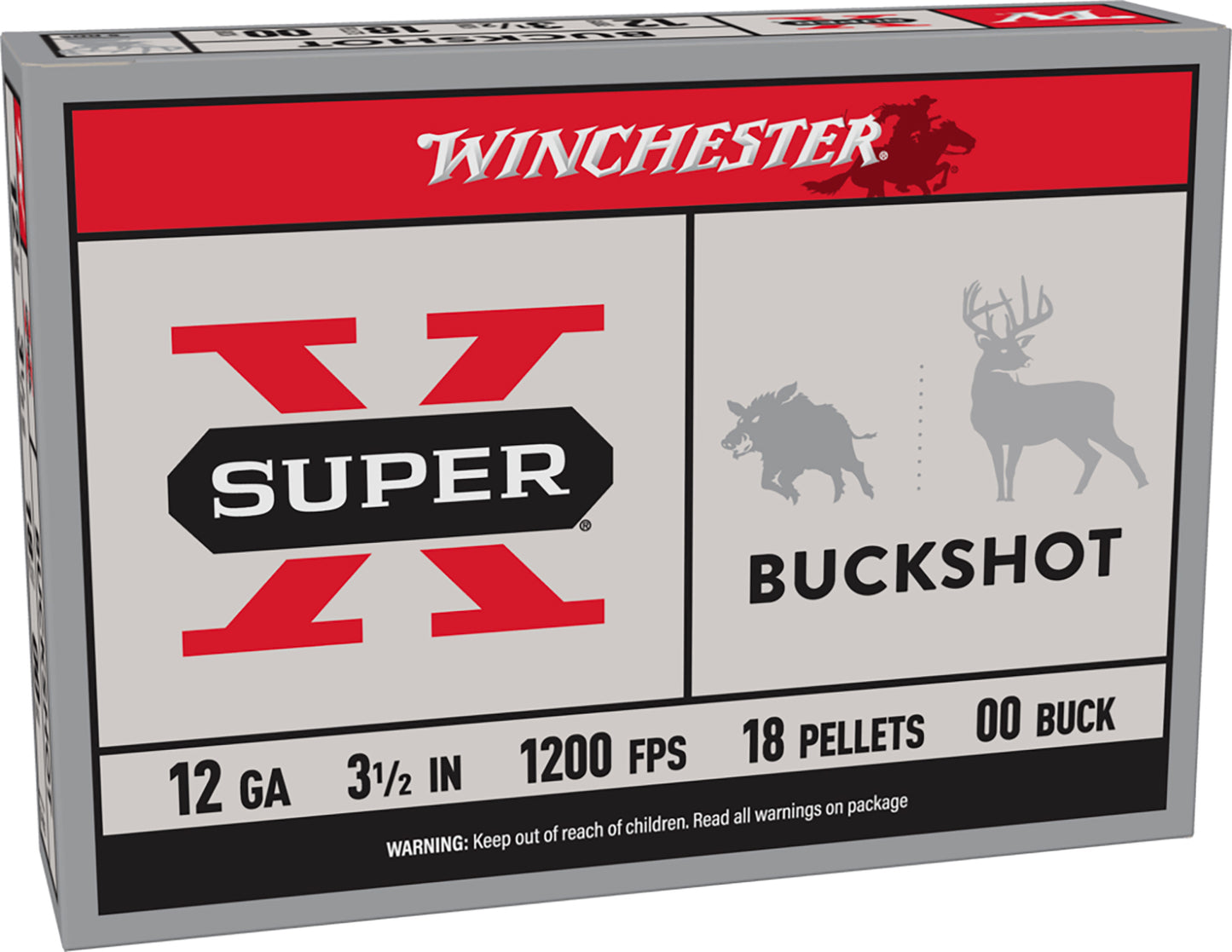 Winchester Ammo XB12L00 Super X 12Gauge 3.50" 18Pellets 00Buck Shot 5 Per Box/50 Case