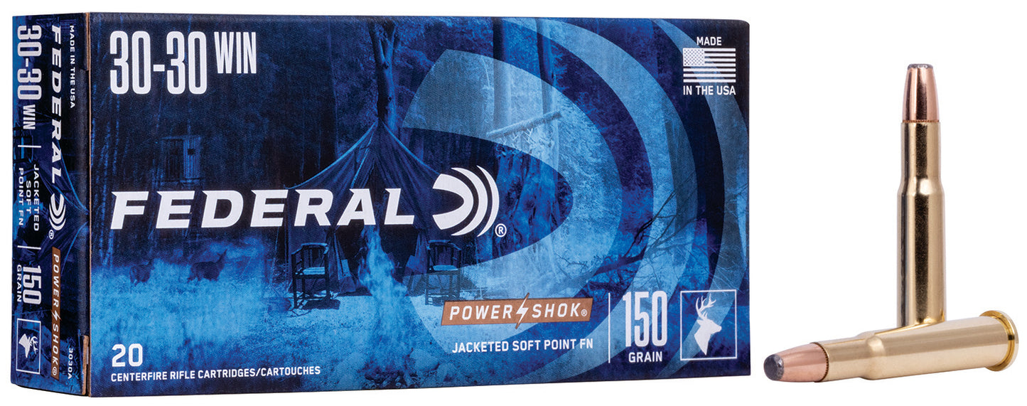 Federal 3030A Power-Shok 30-30Win 150gr Jacketed Soft Point 20 Per Box/10 Case