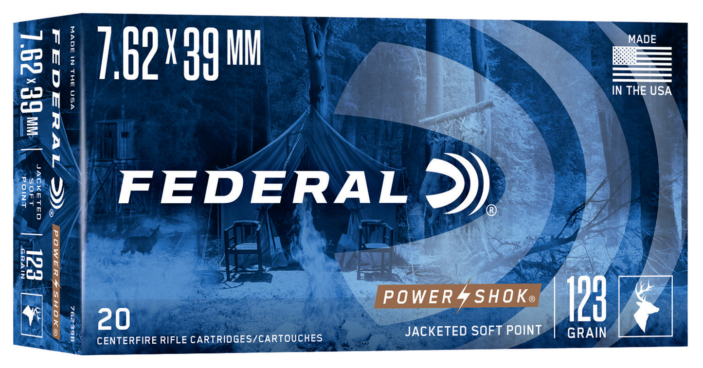 Federal 76239B Power-Shok 7.62x39mm 123gr Jacketed Soft Point 20 Per Box/10 Case