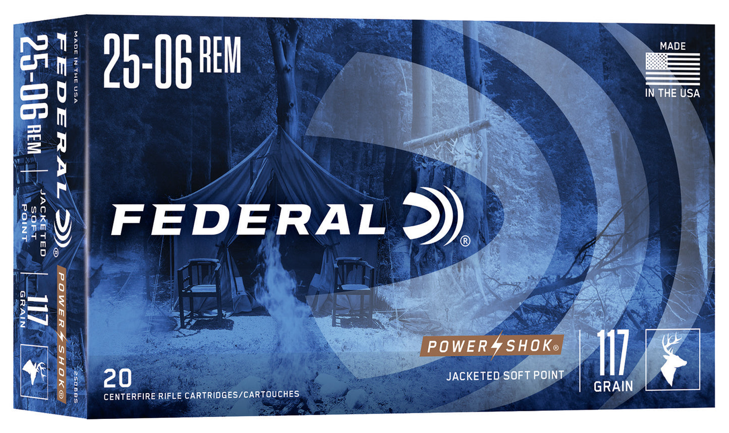 Federal 2506BS Power-Shok 25-06Rem 117gr Jacketed Soft Point 20 Per Box/10 Case