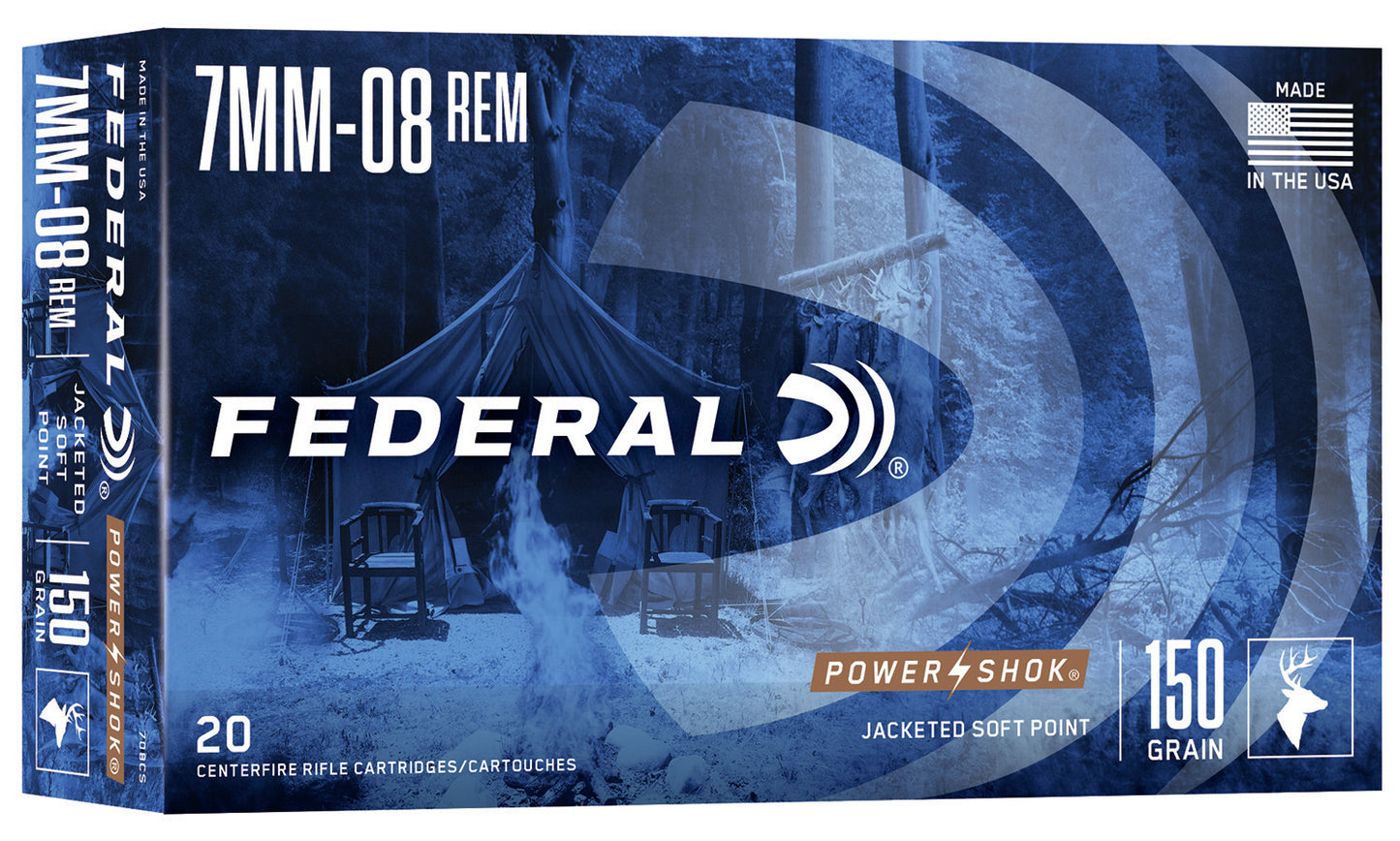 Federal 708CS Power-Shok 7mm-08Rem 150gr Jacketed Soft Point 20 Per Box/10 Case