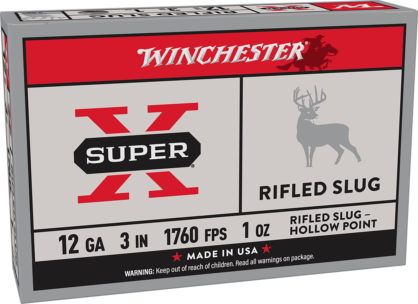 Winchester Ammo X123RS15 Super X 12Gauge 3" 1oz Rifled Slug Shot 5 Per Box/50 Case