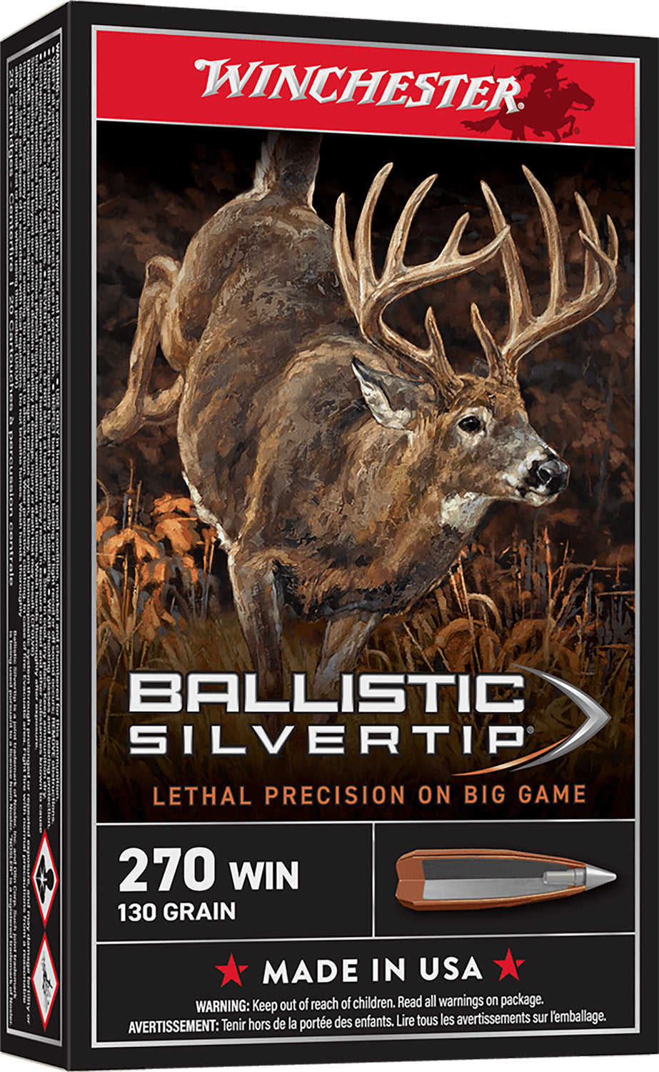 Winchester Ammo SBST270 Ballistic Silvertip 270Win 130gr Rapid Controlled Expansion Polymer Tip 20 Per Box/10 Case