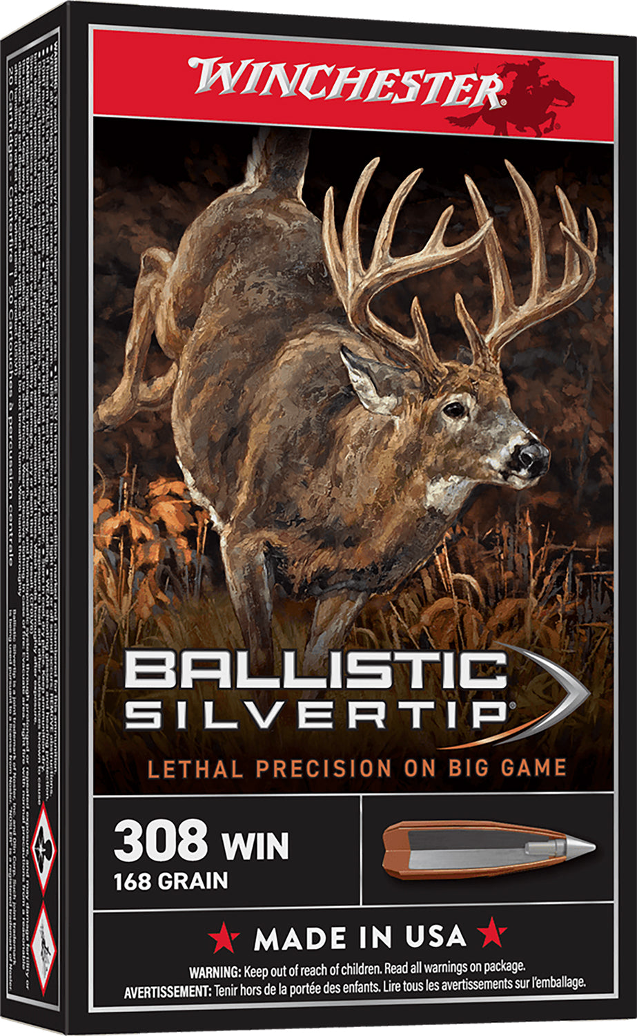 Winchester Ammo SBST308A Ballistic Silvertip 308Win 168gr Rapid Controlled Expansion Polymer Tip 20 Per Box/10 Case