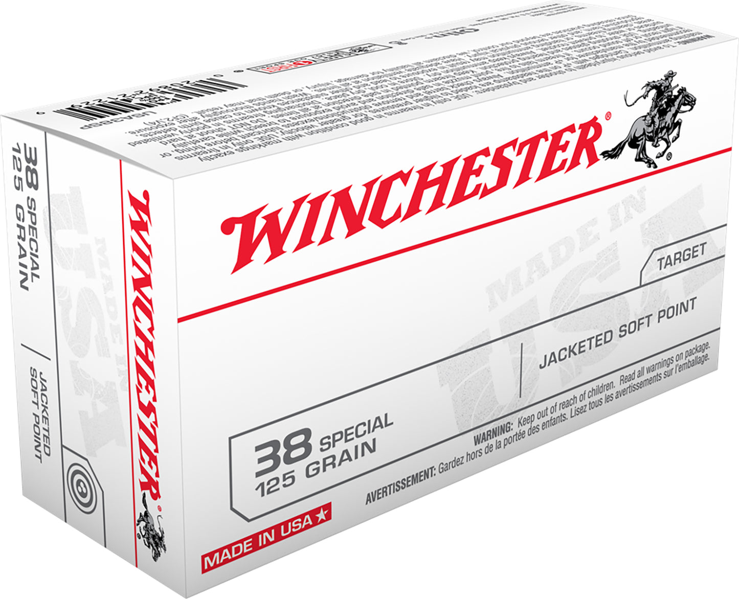 Winchester Ammo USA38SP USA 38Special 125gr Jacketed Soft Point 50 Per Box/10 Case