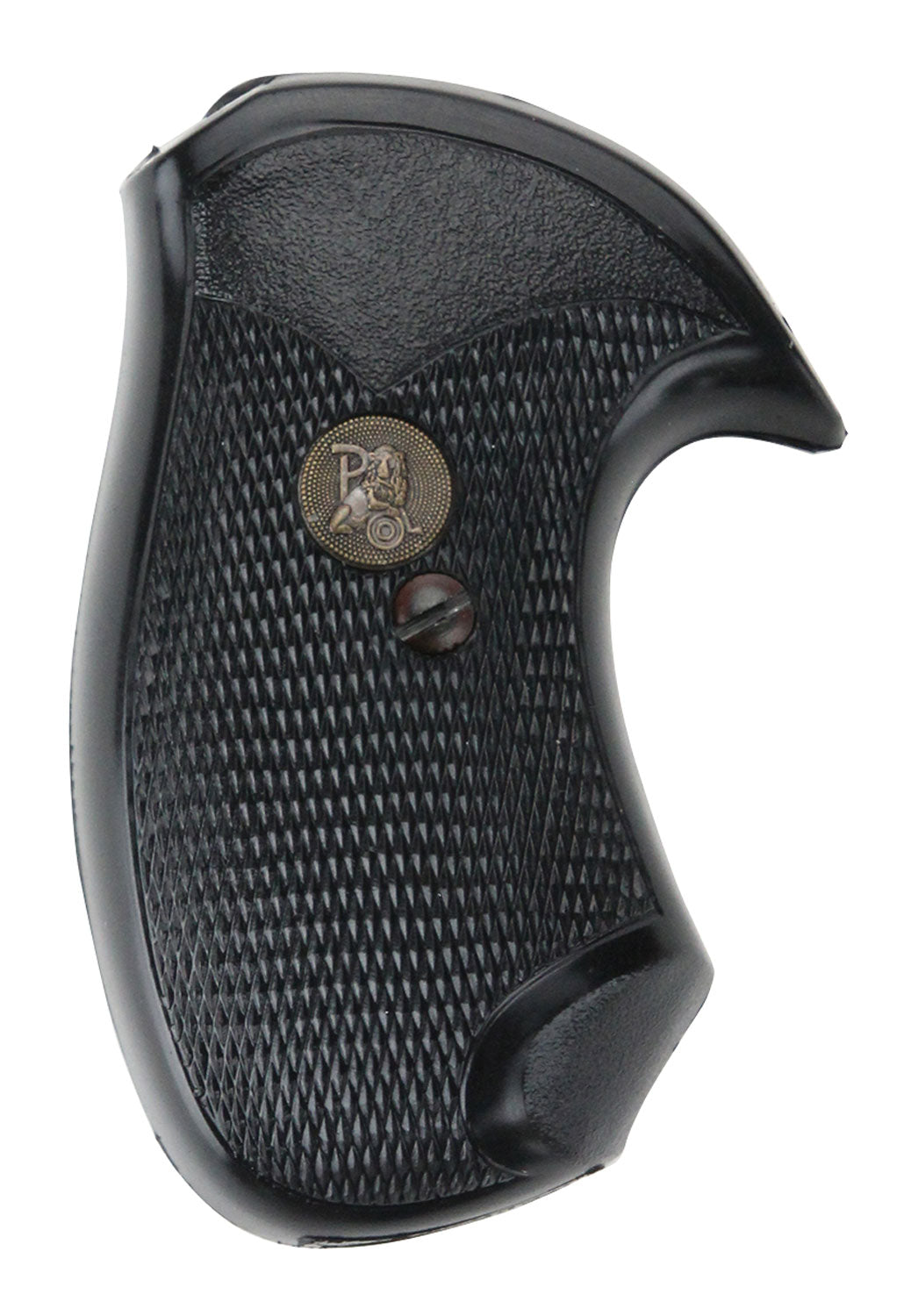 Pachmayr 03147 Compact Grip Checkered Black Rubber with Finger Grooves for Small Rossi Revolvers