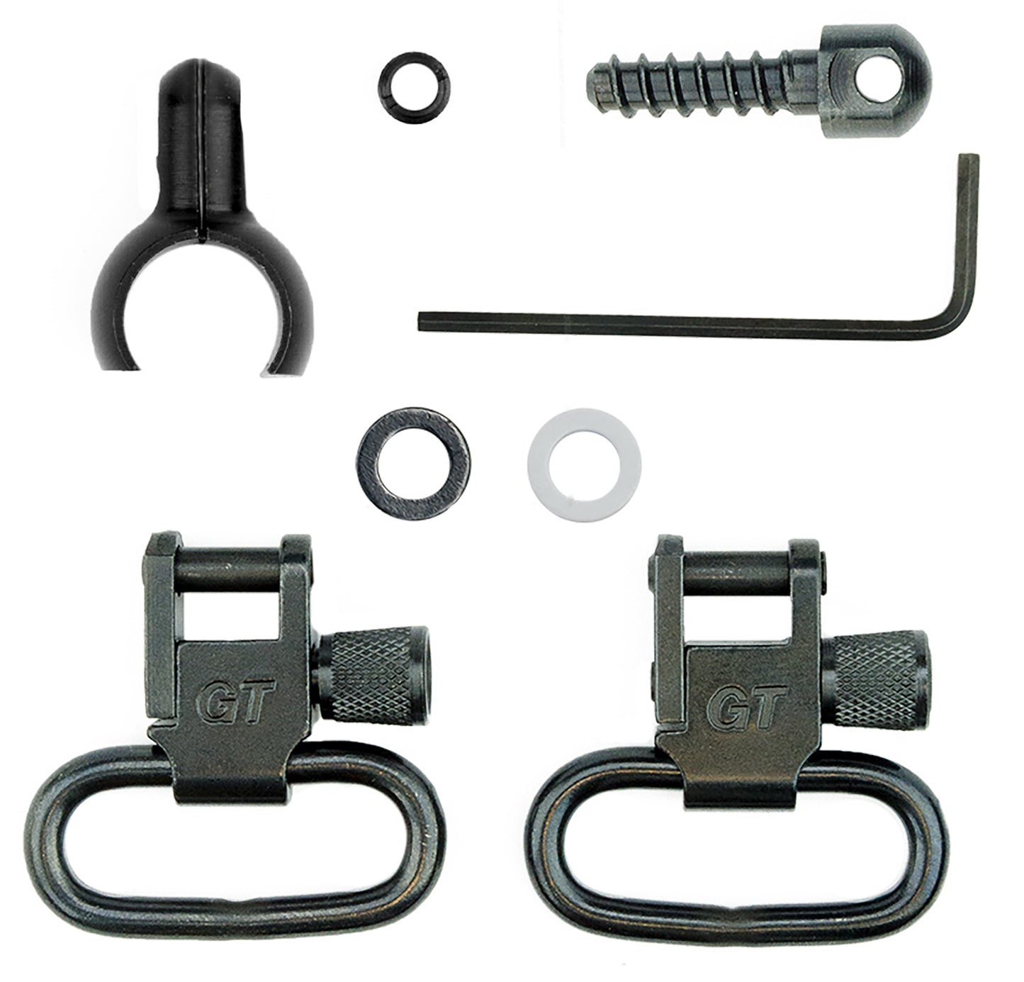 GrovTec US Inc GTSW46 Barrel Band Swivel Set Shotgun 1" Black Steel