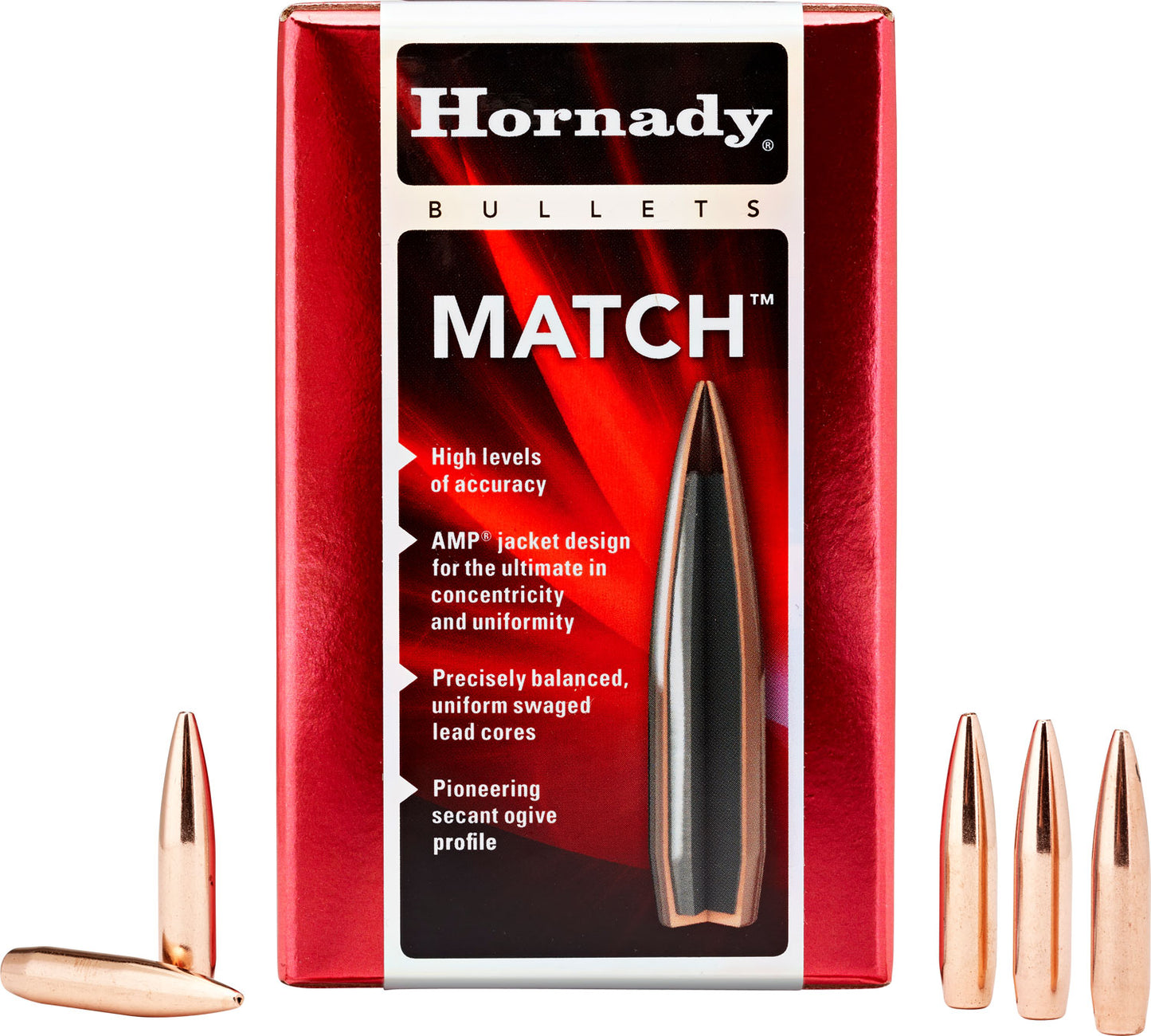 Hornady 30501 Match 30 Cal .308 168 gr Hollow Point Boat Tail Match 100 Per Box/ 15 Case