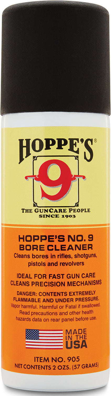 Hoppe's 905 No. 9 Bore Cleaner Removes Carbon Powder & Lead Fouling Child Proof Cap 2 oz. Aerosol Can 12 Per Pack