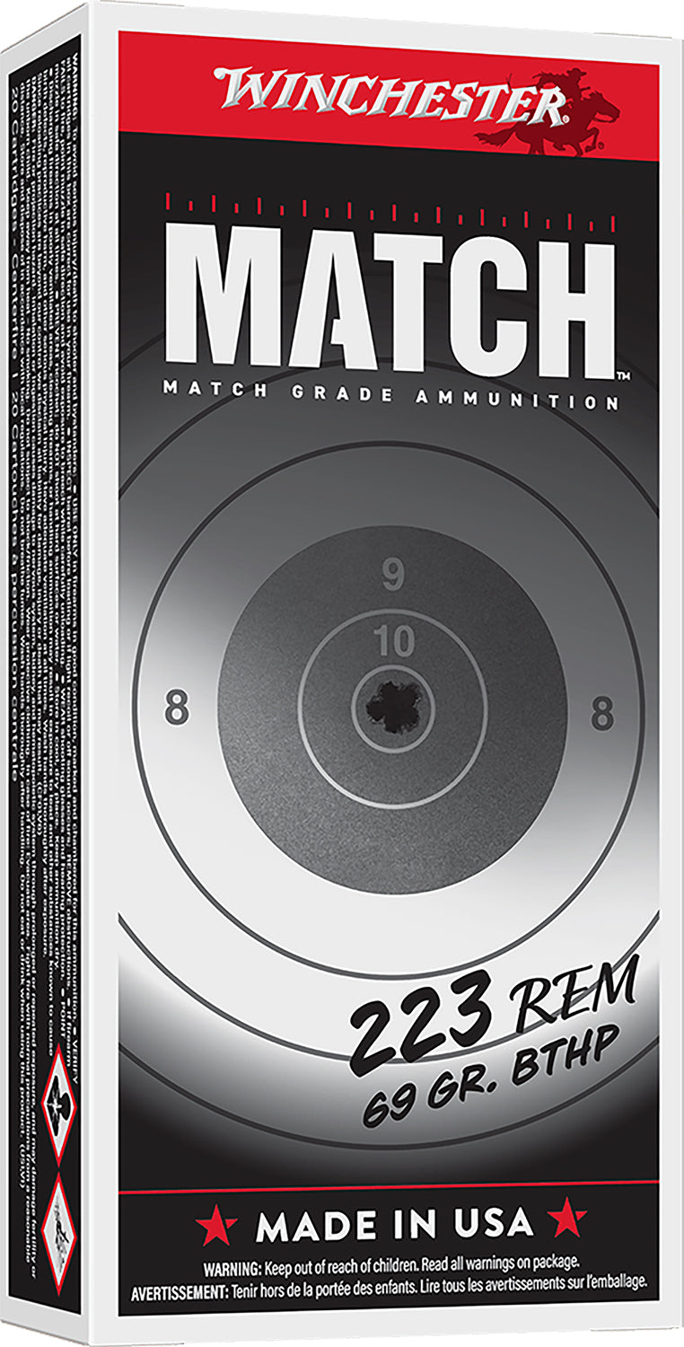 Winchester Ammo S223M2 Match 223Rem 69gr Sierra MatchKing BTHP 20 Per Box/10 Case