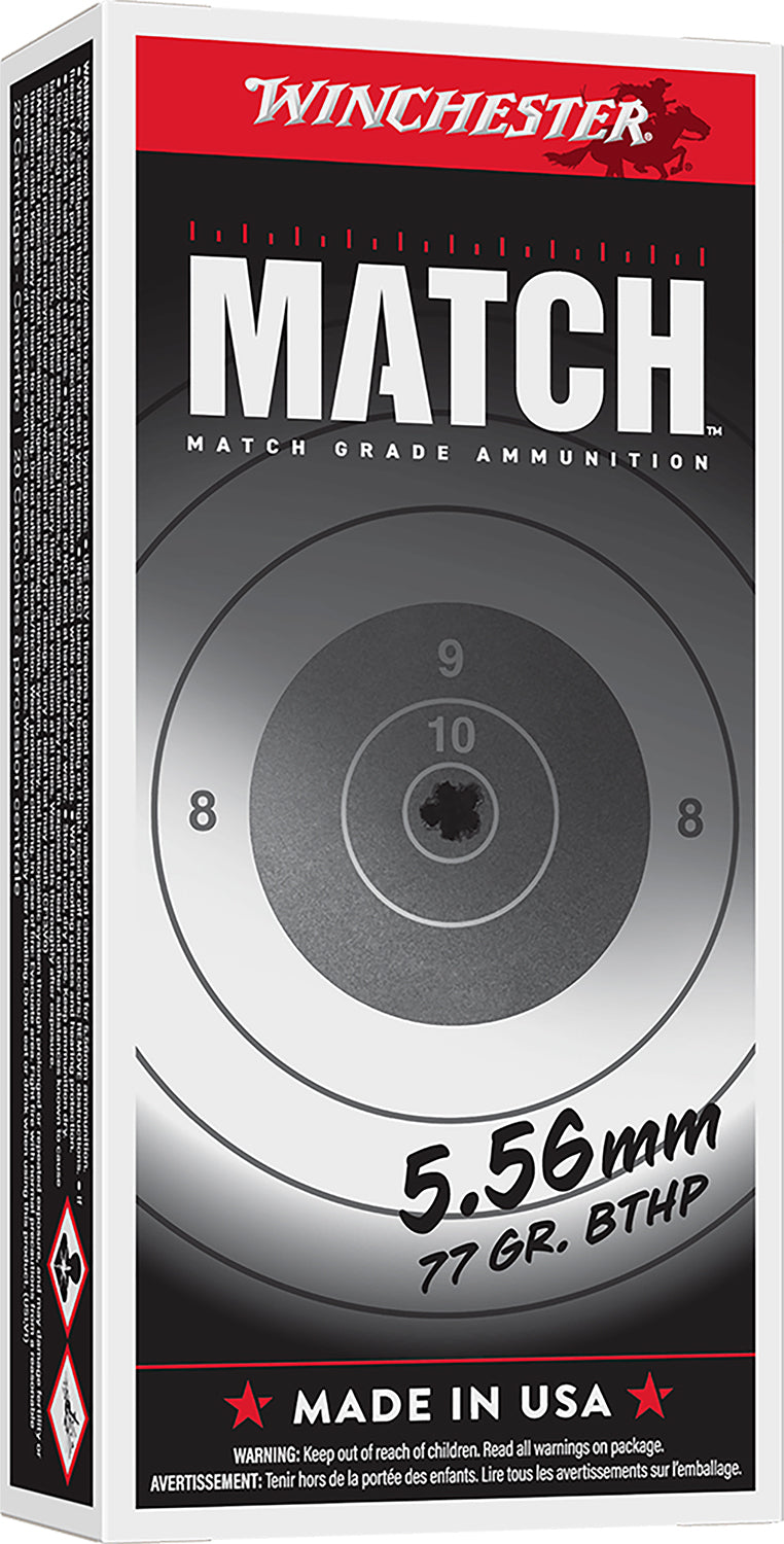Winchester Ammo S556M Match 5.56x45mmNATO 77gr Sierra MatchKing BTHP 20 Per Box/10 Case