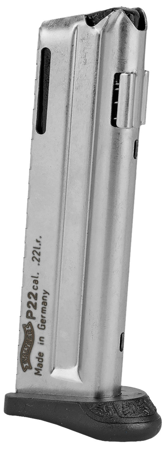 Walther Arms 512604 P22 10rd Detachable w/Finger Rest 22 LR Black Steel