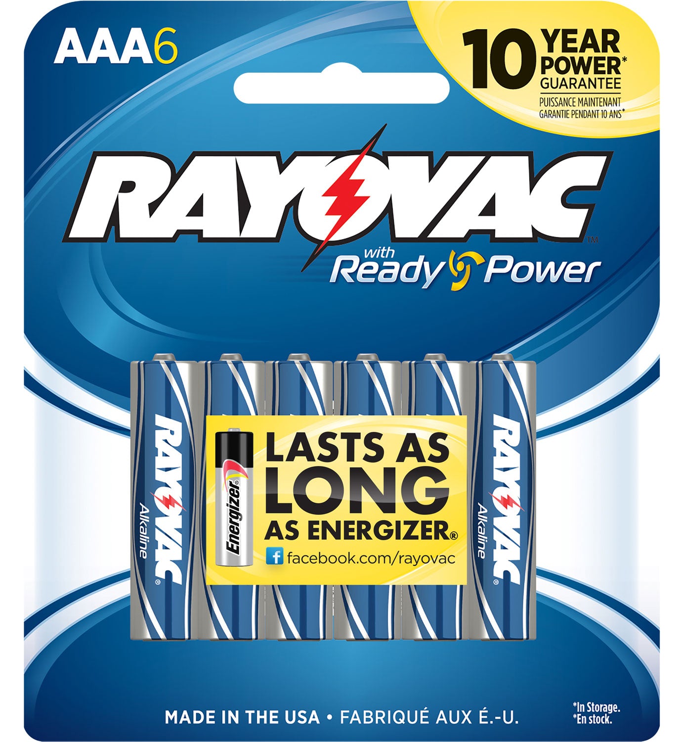 Rayovac 8246T AAA HIGH ENREGY Alkaline Batteries Silver/Blue 1.5 Volts 2,700 mAh (6) Single Pack