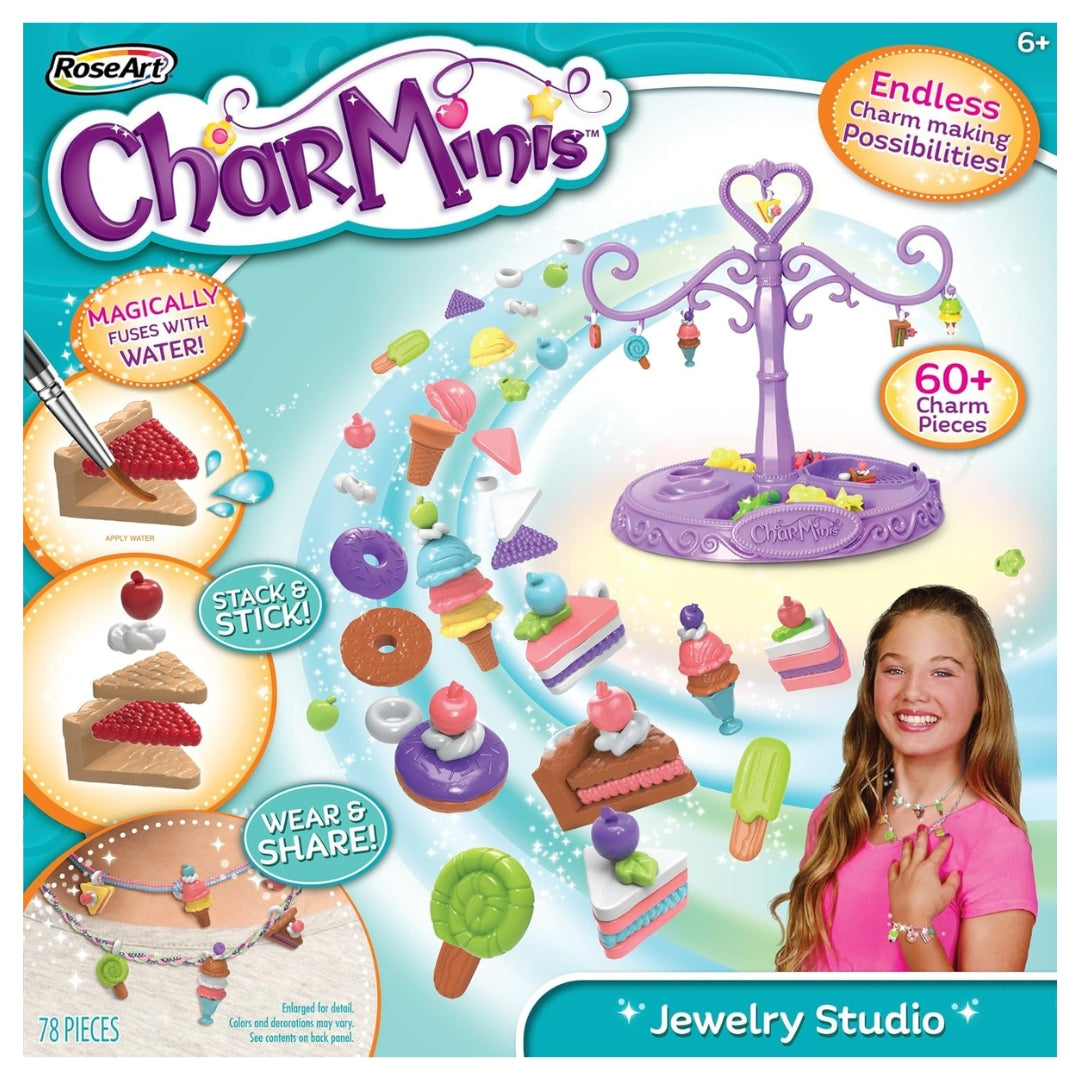 RoseArt CharMinis Charm Maker Deluxe Jewelry Studio – DIY Craft Kit for Custom Jewelry Making & Personalization