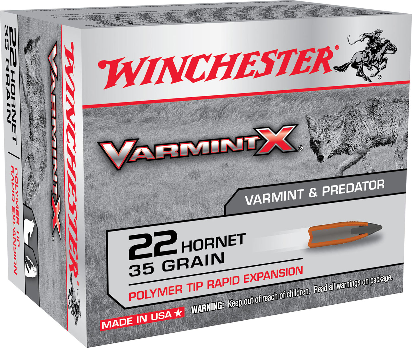 Winchester Ammo X22P Varmint X 22Hornet 35gr Polymer Tip Rapid Expansion 20 Per Box/10 Case