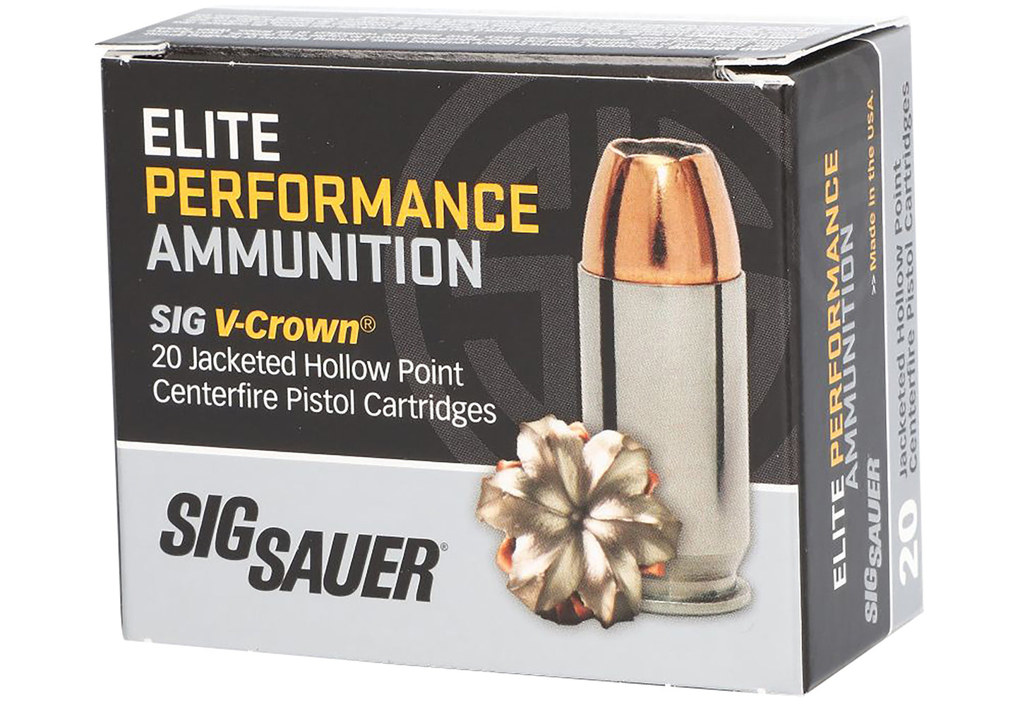 Sig Sauer E40SW220 Elite Performance 40S&W 180gr V-Crown Jacketed Hollow Point 20 Per Box/10 Case