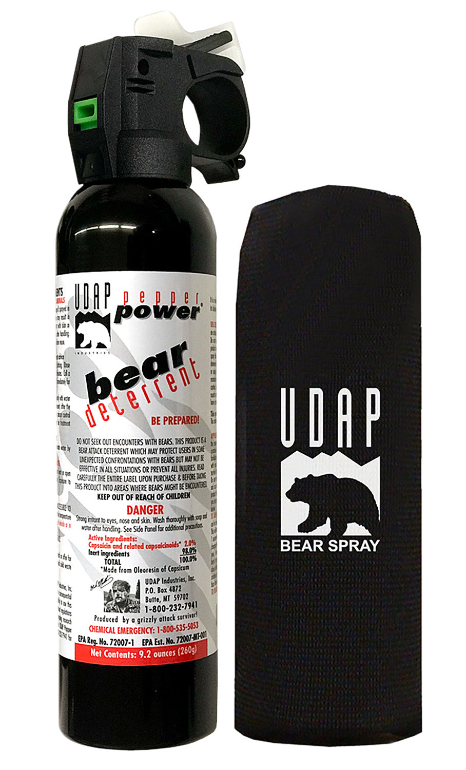 UDAP 15HP Magnum Bear Spray OC Pepper Range Up to 35 ft 9.20 oz Includes Hip Holster