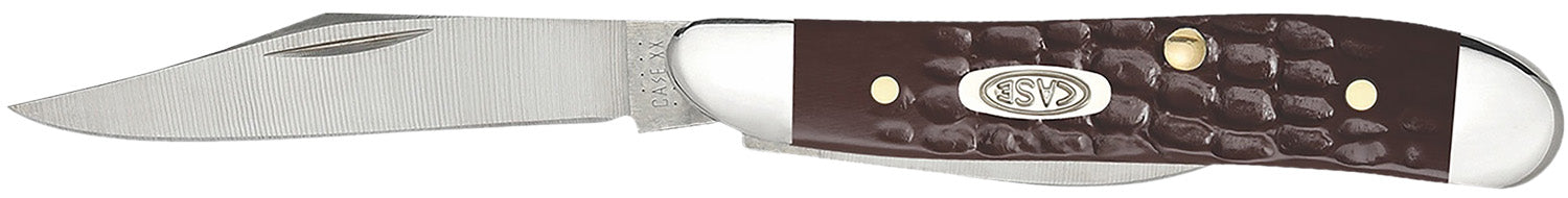 Case 00046 Peanut  2.10"/1.53" Folding Clip/Pen Plain As-Ground Tru-Sharp SS Blade/Brown Jigged Synthetic Handle