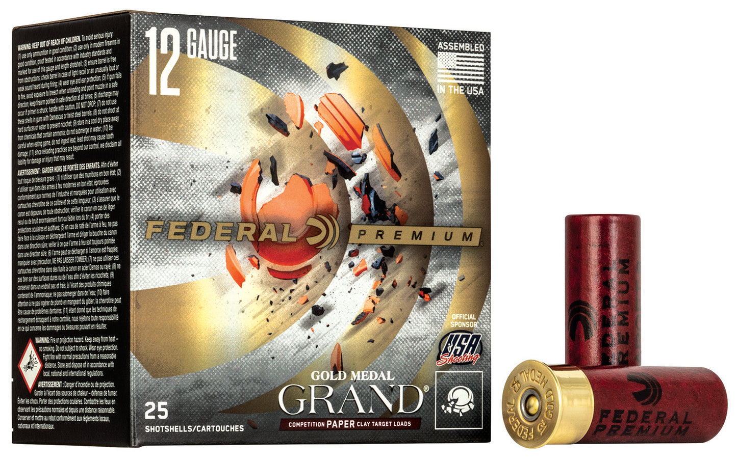 Federal GMT11775 Premium Gold Medal Paper 12Gauge 2.75" 1 1/8oz 7.5Shot 25 Per Box/10 Case