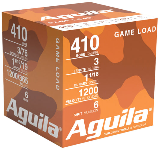 Aguila 1CHB4126 Birdshot Standard Velocity 410Gauge 3" 11/16oz 6Shot 25 Per Box/20 Case