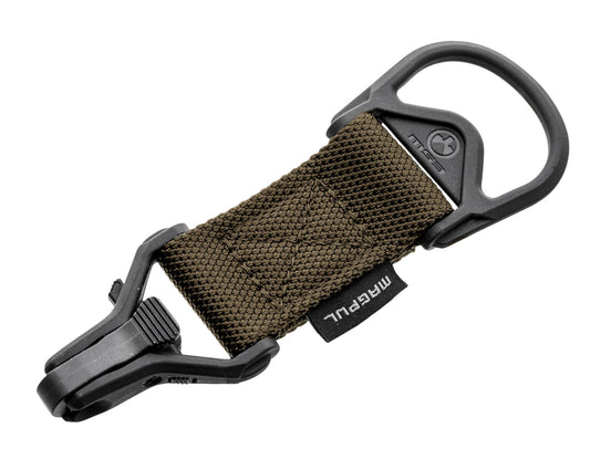 Magpul MAG516COY MS1/MS3 Sling Adapter made of Steel with Coyote Melonite Finish, Polymer Hardware, Nylon 1.25" Webbing & Two to One-Point Design for AR-15, M4 & M16