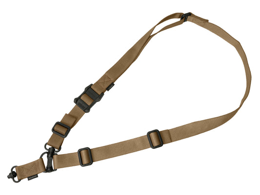 Magpul MAG518COY MS4 Sling GEN2 made of Coyote Nylon Webbing with 1.25" W, Adjustable One-Two Point Design & 2 QD Push Button Swivels for AR-Platforms