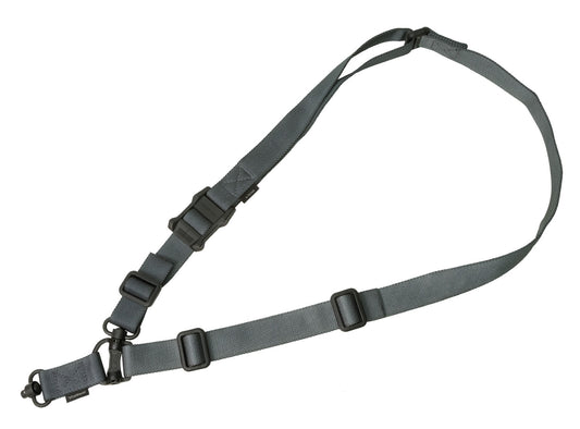 Magpul MAG518GRY MS4 Sling GEN2 made of Stealth Gray Nylon Webbing with 1.25" W, Adjustable One-Two Point Design & 2 QD Push Button Swivels for AR-Platforms