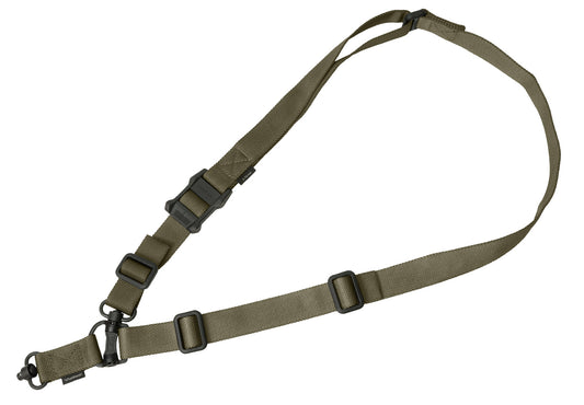 Magpul MAG518RGR MS4 Sling GEN2 made of Ranger Green Nylon Webbing with 1.25" W, Adjustable One-Two Point Design & 2 QD Push Button Swivels for AR-Platforms