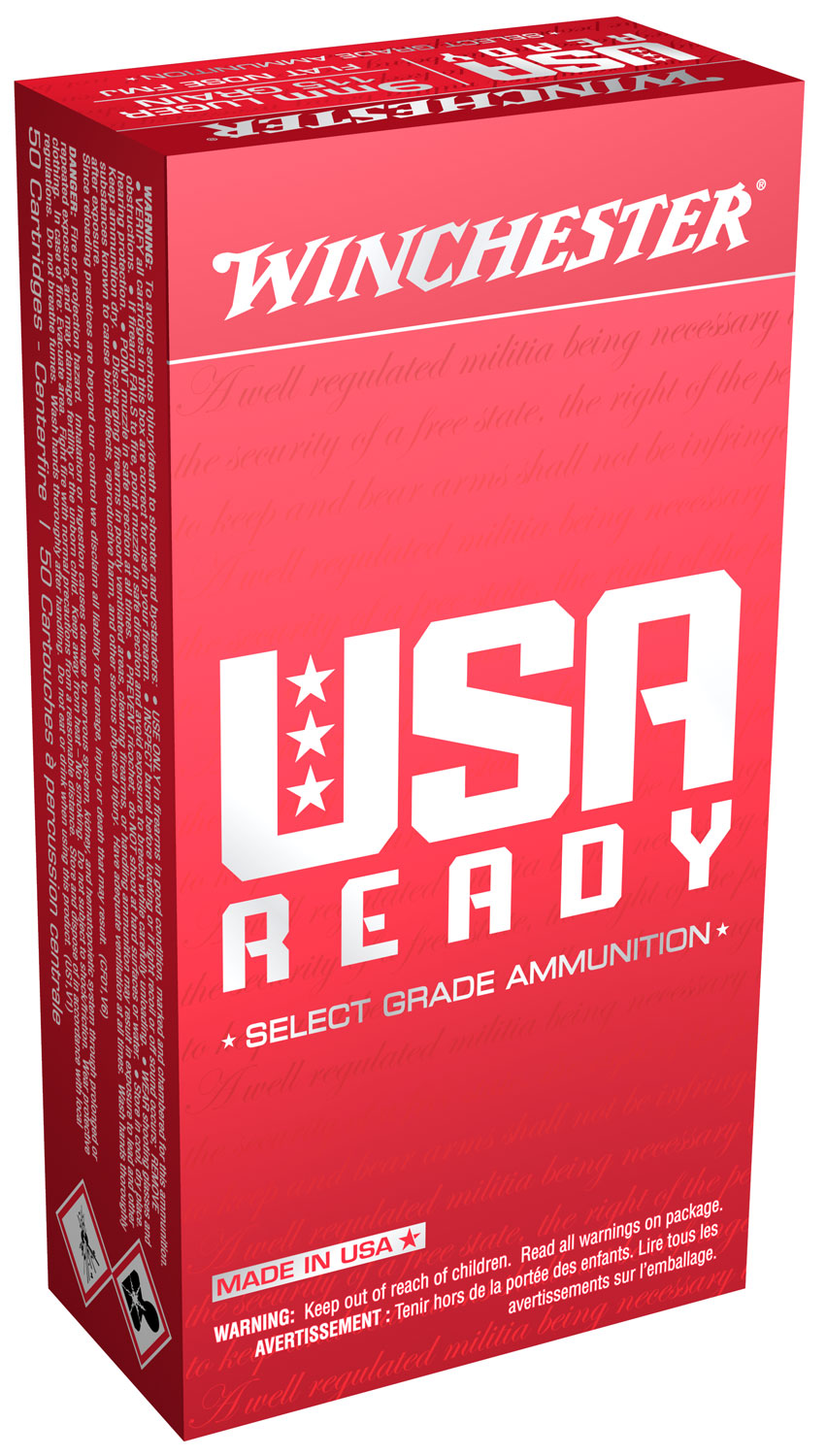 Winchester Ammo RED9 USA Ready 9mmLuger 115gr Full Metal Jacket Flat Nose 50 Per Box/10 Case