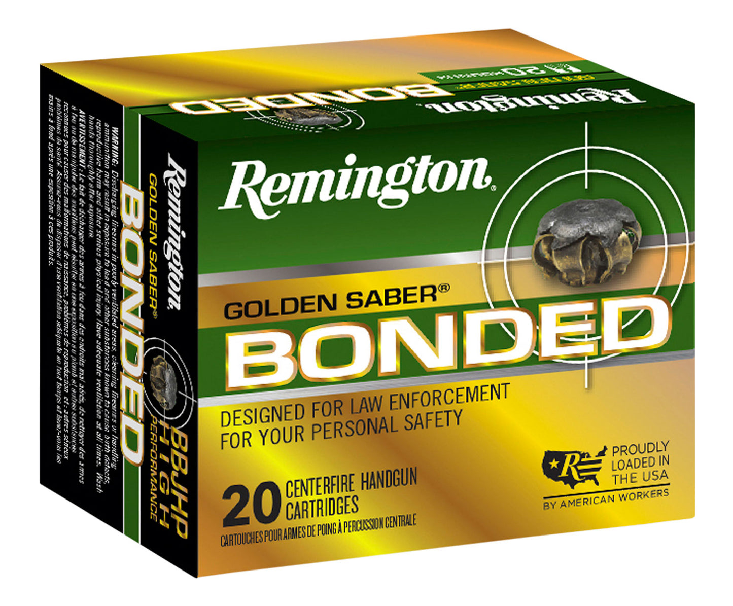 Remington Ammunition 29327 Golden Saber Bonded  45ACP 230gr Bonded Brass Jacketed Hollow Point 20 Per Box/25 Case
