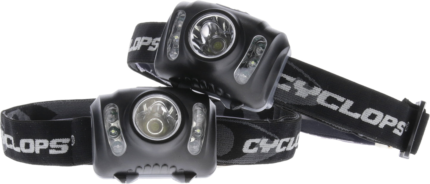 Cyclops CYCHL2102PK Headlamp  210 Lumens White Red/Green/White LED Bulb Black 2 Pack