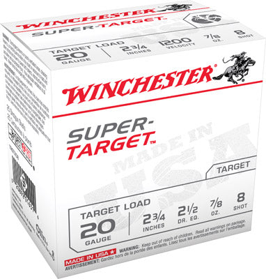 Winchester Ammo TRGT208 Super-Target  20Gauge 2.75" 7/8oz 8Shot 25 Per Box/10 Case