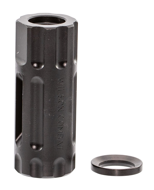 Wilson Combat TRQCOMP12X28 Q-Comp Muzzle Brake Black Melonite QPQ Steel with 1/2"-28 tpi Threads, 2.20" OAL & .875" Diameter for 5.56x45mm NATO AR-Platform