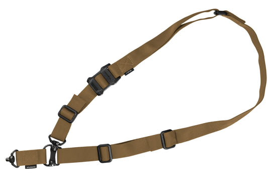 Magpul MAG953COY MS4 QDM Sling made of Coyote Nylon Webbing with 1.25" W, Adjustable One-Two Point Design & Swivels for AR Platforms