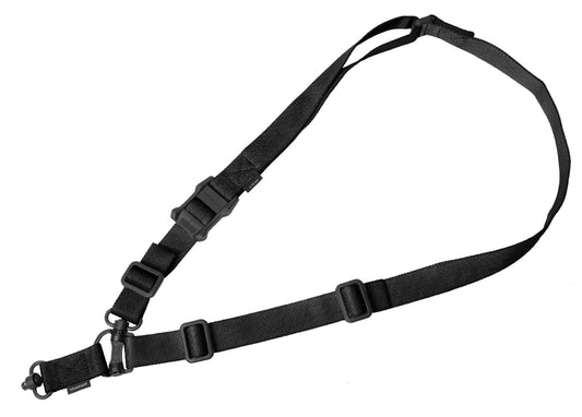 Magpul MAG518BLK MS4 Sling GEN2 made of Black Nylon Webbing with 1.25" W, Adjustable One-Two Point Design & 2 QD Push Button Swivels for AR Platforms