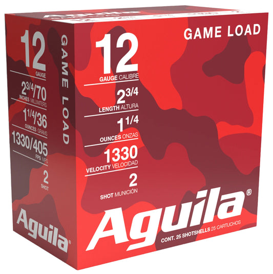 Aguila 1CHB1202 Birdshot High Velocity 12Gauge 2.75" 1 1/4oz 2Shot 25 Per Box/10 Case